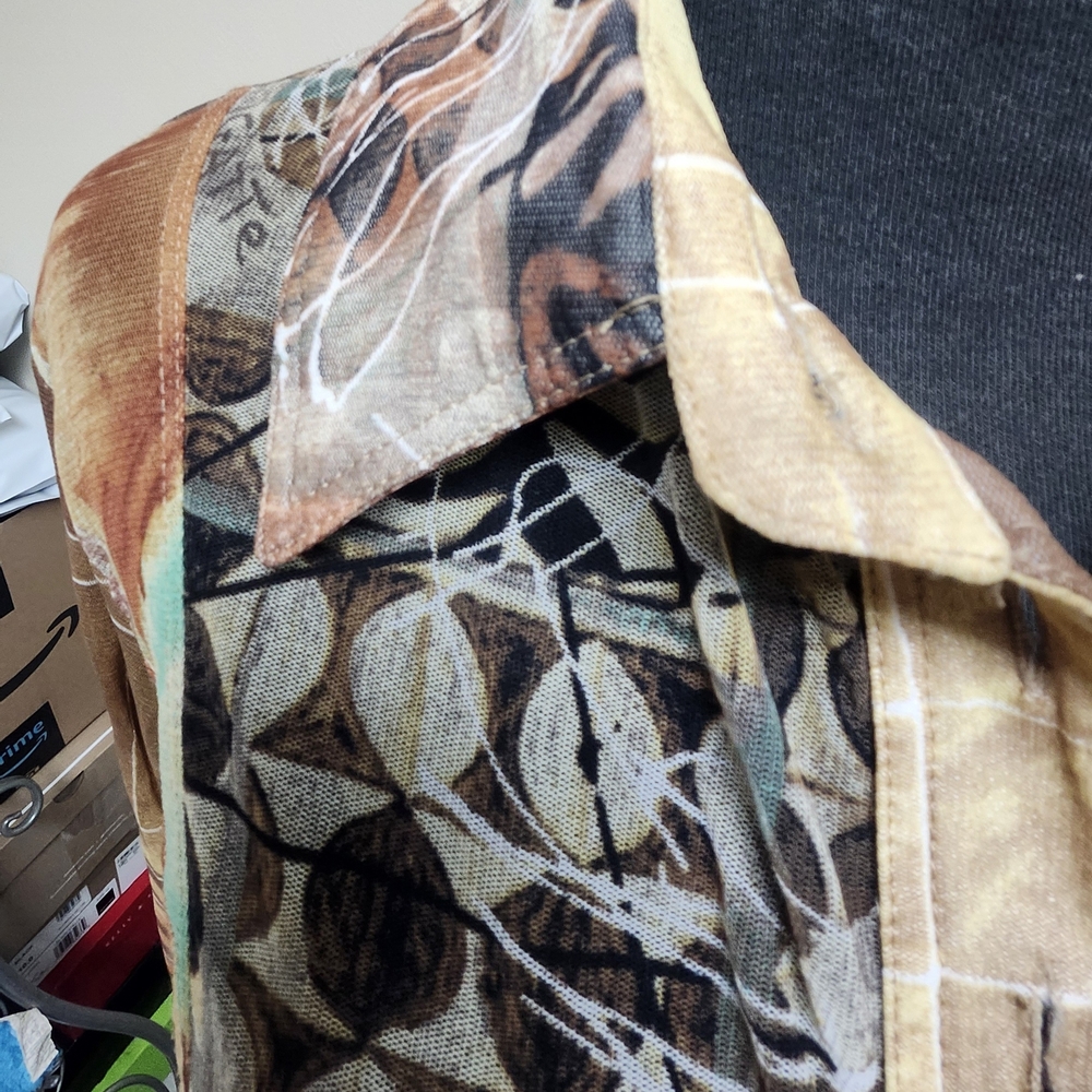 Artistic Patchwork Button-Down Shirt - image 6